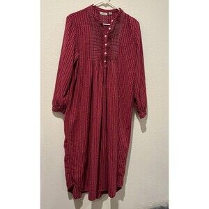 Vintage Vtg LL Bean Dobby Nightgown Long Sleeve Untuck Cotton Flannel Women L
